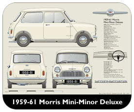 Morris Mini-Minor Deluxe 1959-61 Place Mat, Small